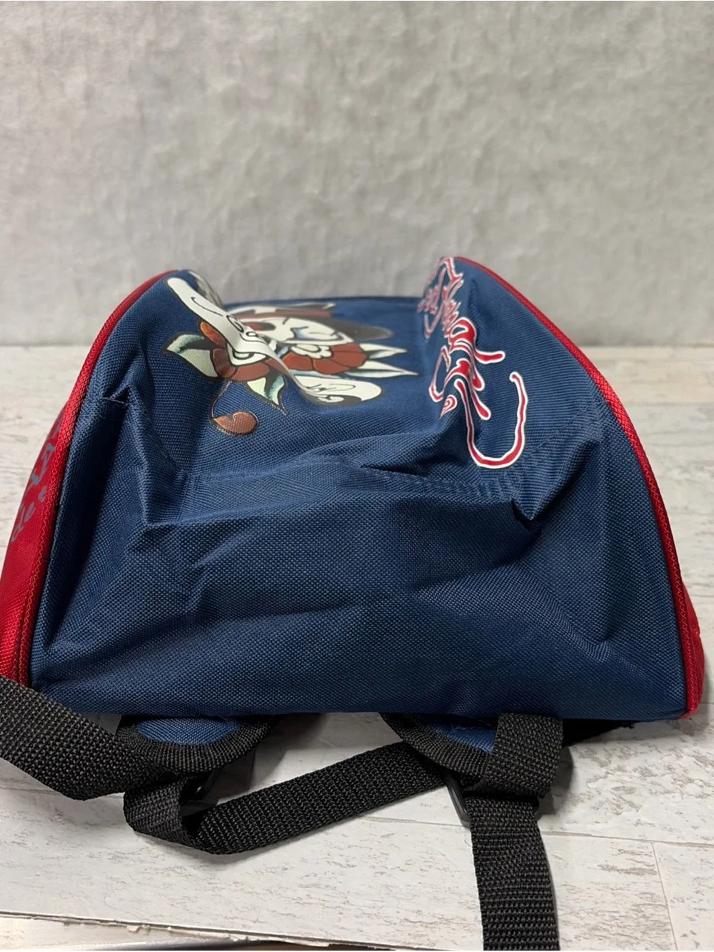 Don Ed Hardy Skull Top Hat Backpack Y2K Blue Red Retro 14